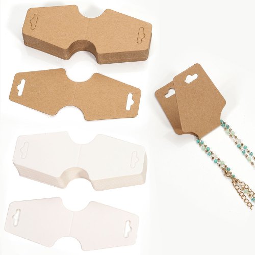 Imagen de Tarjetas de Exhibición Plegables para Joyería, 50 Unidades de 12x5 cm en Papel Kraft – Etiquetas DIY para Collares y Pulseras, Ideal para Embalaje y Presentación de Accesorios