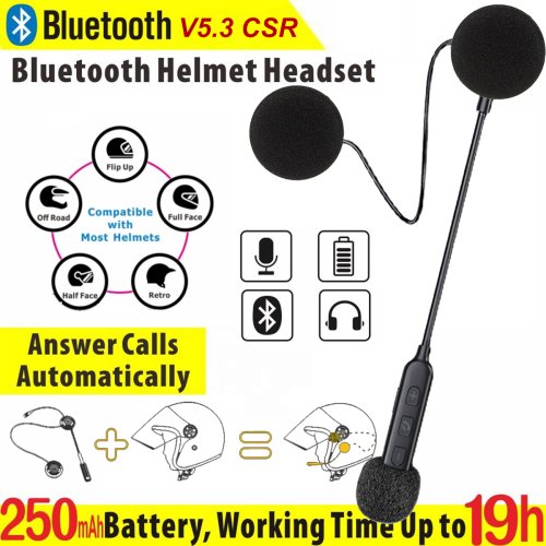 Afbeelding van Bluetooth Motorhelm Hoofdtelefoon BT5.3 - Draadloze Handsfree Oortelefoon voor Motor, Fiets en Ski met Anti-Interferentie Technologie