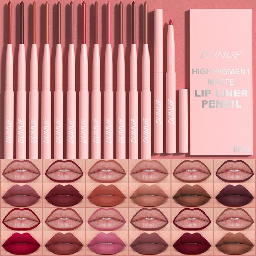 Bild von 6-teiliges Lipliner-Stift-Set, langlebig, wasserdicht, schweißfest, einfaches Färben, lichtecht, Farbwiedergabe, Lipgloss-Set, Schönheits-Make-up
