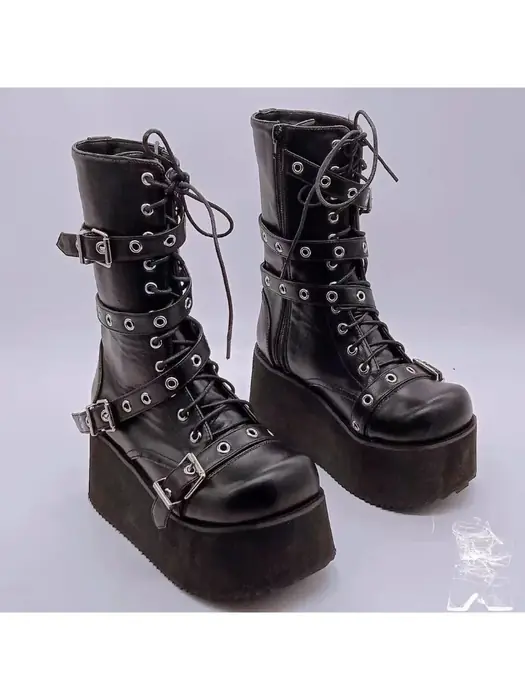 Image de Bottes Punk Gothiques Compensées Taille 43 - Style Urbain & Robuste