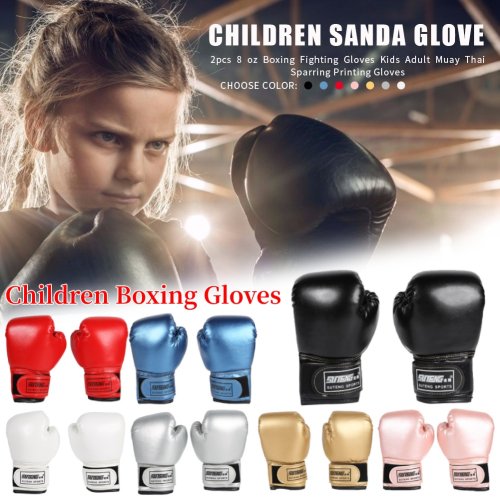 Imagen de Guantes de Entrenamiento Profesionales para Niños en Cuero PU Transpirable, Ideales para Boxeo, Karate y Muay Thai (5-12 Años)