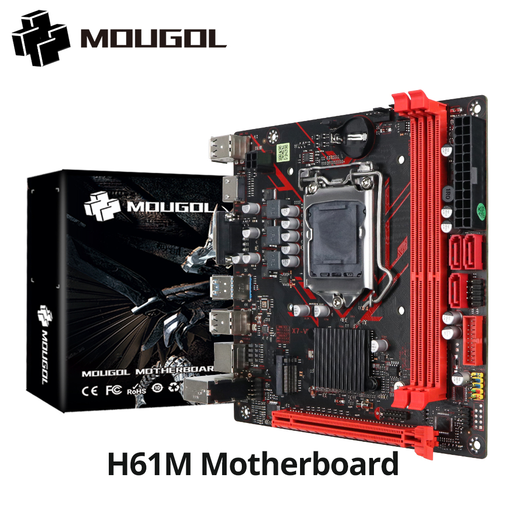Image of MOUGOL H61M Gaming Motherboard M.2 NVME PCIEx16 DVI Supports Dual-channel DDR3 RAM Intel Core 2/3 Gen CPU LGA1155 for Desktop PC