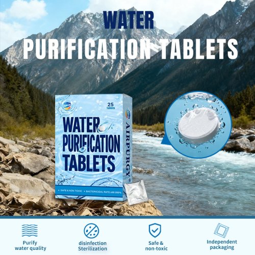 Immagine di Compresse Naturali per la Purificazione dell'Acqua – 25 Unità Confezionate Singolarmente per Pulizia di Fiumi e Acque All'Aperto