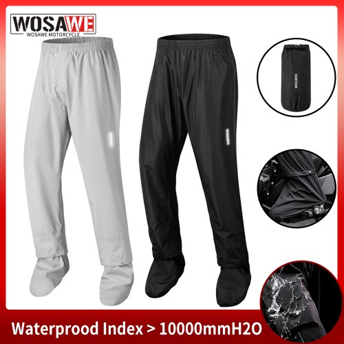 Bild von Wosawe Motorrad-Regenhose mit Überschuhen – Wasserdichte Outdoor-Regenschutzhose für Angeln, Radfahren und Wandern