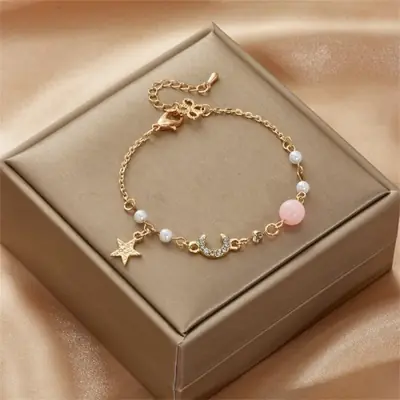 Image de Bracelet Zircon Argent avec Pendentif Lune & Papillon
