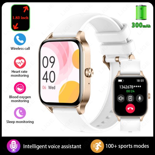 Immagine di Orologio intelligente alla moda Uomo Donna Schermo HD da 1,85 pollici Orologio personalizzato Monito...