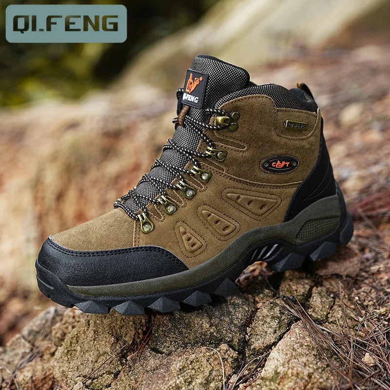 Bild von PLUS SIZE Unisex High-Top-Abenteuersneaker, strapazierfähiger Griff, rutschfeste Schnürung, Komfort, ideal für Outdoor-Wanderstiefel, Herrenschuhe