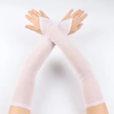 Image de Gants dentelle transparente longs avec doigts libres - Protection solaire été