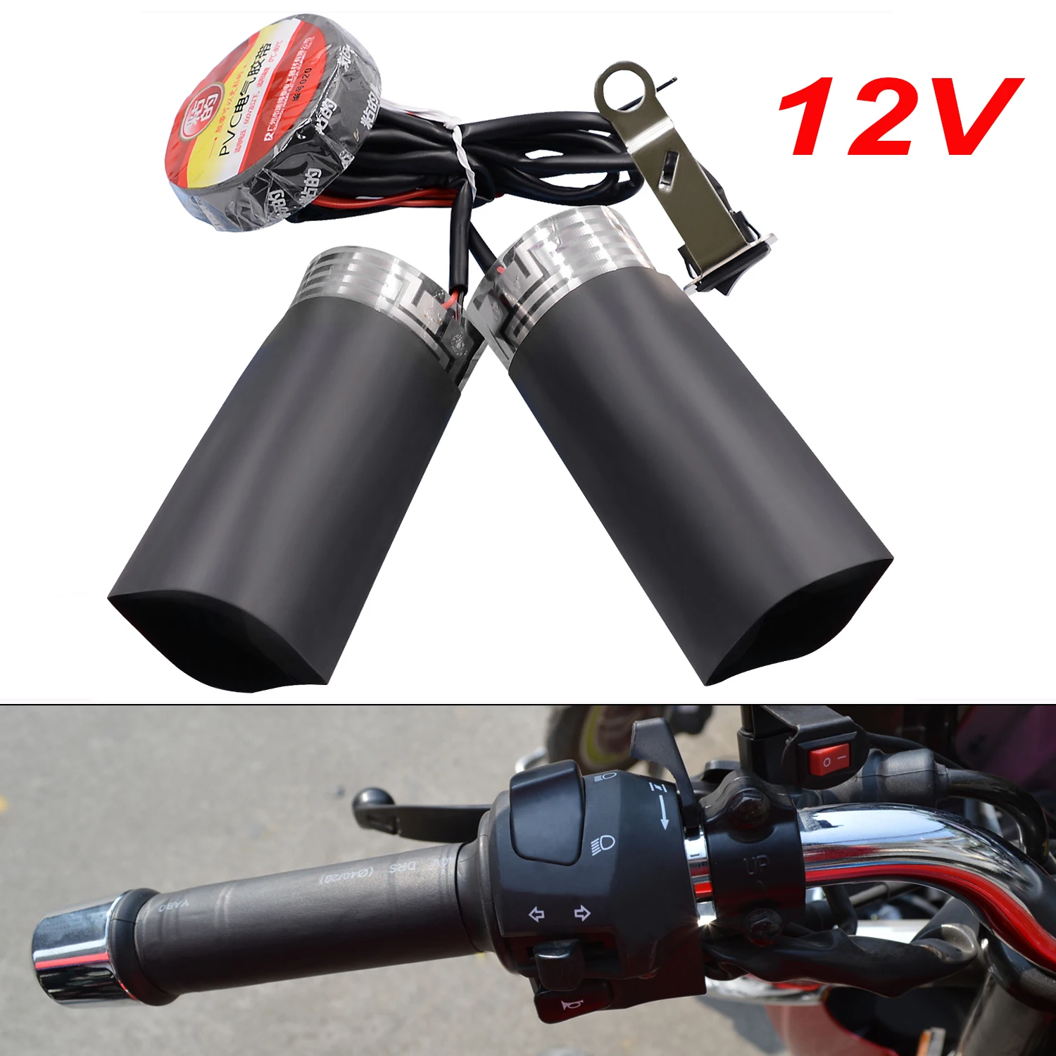 Afbeelding van Universele 12V Verwarmde Motorfiets Handschoenen met Warmtefunctie voor Suzuki, Yamaha en Andere Merken – Comfortabele Stuurwielverwarming voor ATV, Sneeuwscooter en Motorfiets