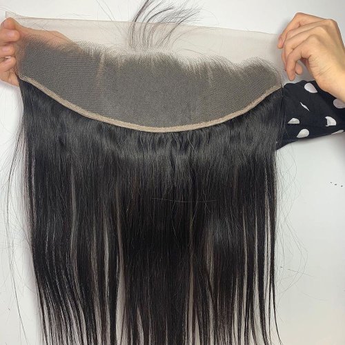 Image of Natural Looking 5x5 Swiss Lace Closure with 13x4 Lace Frontal – Peruvian Straight Remy Human Hair in Natural Color