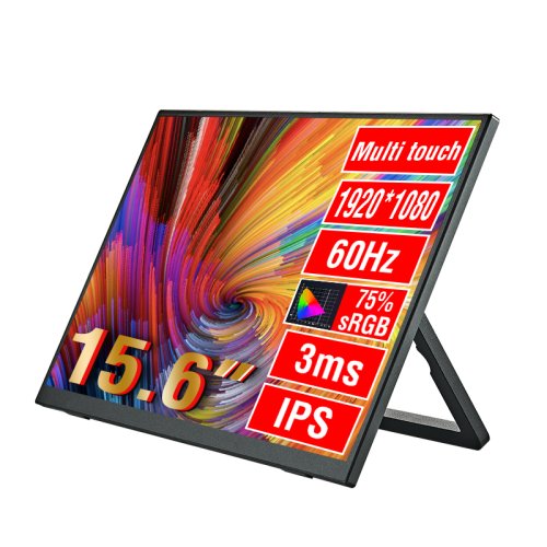 Imagen de Monitor táctil portátil Anmite de 15,6 pulgadas, opcional sin función táctil, 1080P HDR 16:9, para XBox, PS4/5, Switch, teléfono móvil, PC, portátil, extensión
