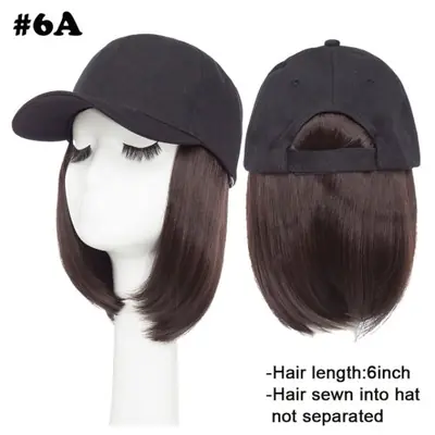 Image de Casquette de Baseball avec Perruque Synthétique Courte