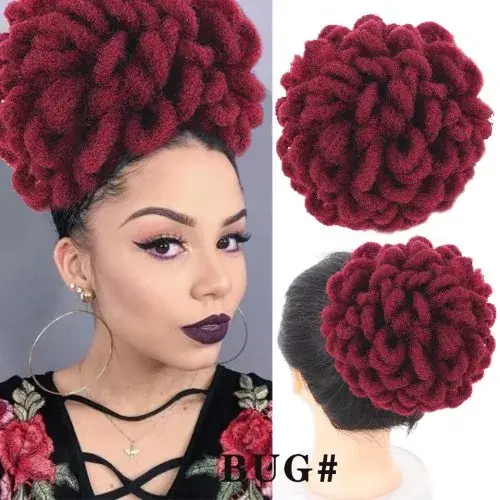 Image de Chignon Afro Bouffant Faux Locs - Clip-in Synthétique