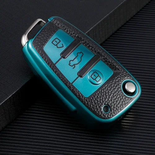 Zdjęcie Skórzane etui z TPU na kluczyk samochodowy do Audi A3 8L 8P A4 B6 B7 B8 A6 C5 C6 4F RS3 Q3 Q7 TT 8L 8V S3 Key Fob Shell Akcesoria