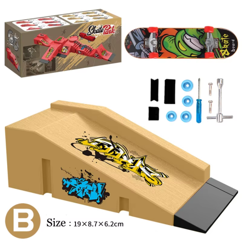 Immagine di Skateboard per Dito con Rampe e Ringhiere - Giocattolo Sportivo Miniatura per Adulti e Bambini, Ideale per Allenamento di Precisione e Divertimento in Casa o nel Parco