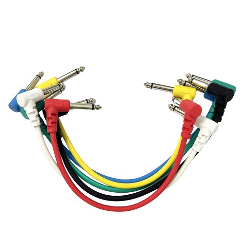 Bild von 6er Set Audiokabel mit 1/4 Zoll Rechtwinkligem Stecker – Hochwertige TS-Kabel für E-Gitarre, Bass und Musikinstrumente