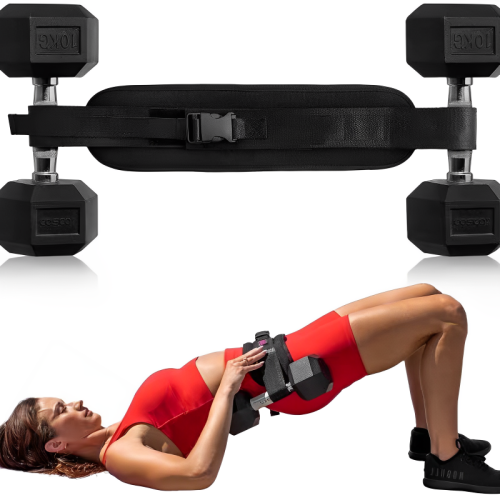 Immagine di Cintura per esercizi con manubri Spinta dell'anca Porta pesi per un'allenamento efficace del ponte per glutei Kettlebells per l'allenamento del peso della vita