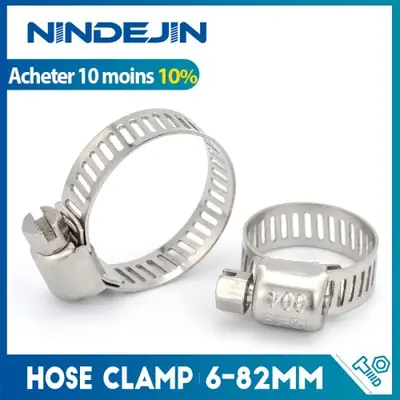 Image de Collier de serrage réglable en acier inoxydable - Kit 10 pièces
