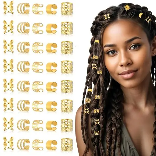 Image de Kit de 40 Anneaux Dorés pour Dreadlocks & Extensions
