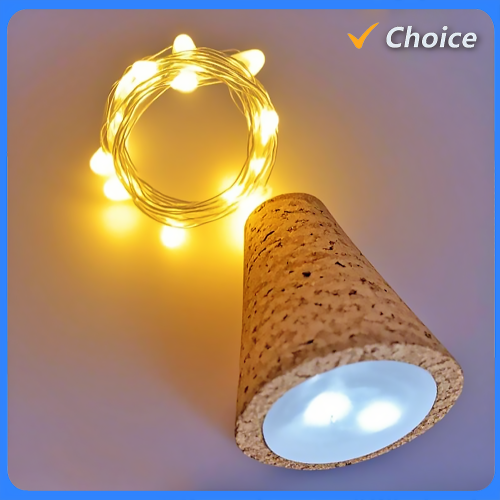 Imagen de Cadena de Luces LED para Botella de Vino con Corcho de Madera y Alambre de Cobre, Decoración Navideña y Festiva de 2 Metros