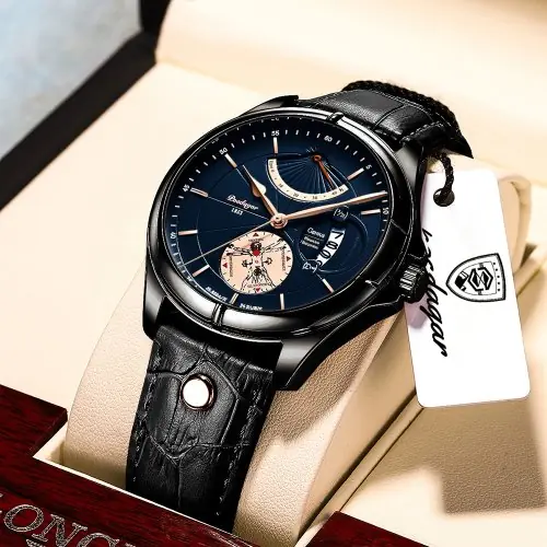 Image de Montre Homme Luxe Quartz Étanche avec Date et Lumineux
