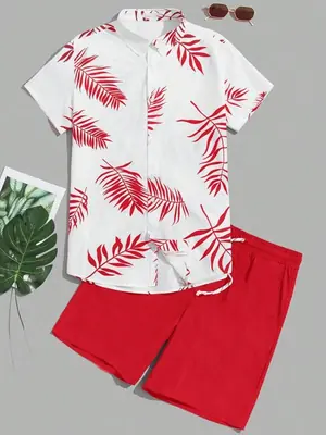 Image de Ensemble Beachwear Homme - Chemise Hawaïenne + Short