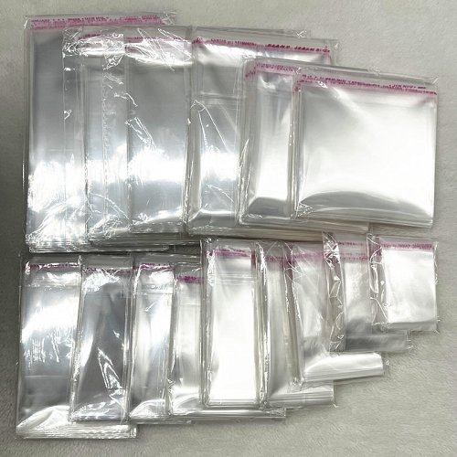 Image of Clear Self-Adhesive OPP Plastic Bags for Jewelry Packaging – 4x6cm & 14x14cm Sizes, Transparent Poly Bags for Craft and Gift Presentation