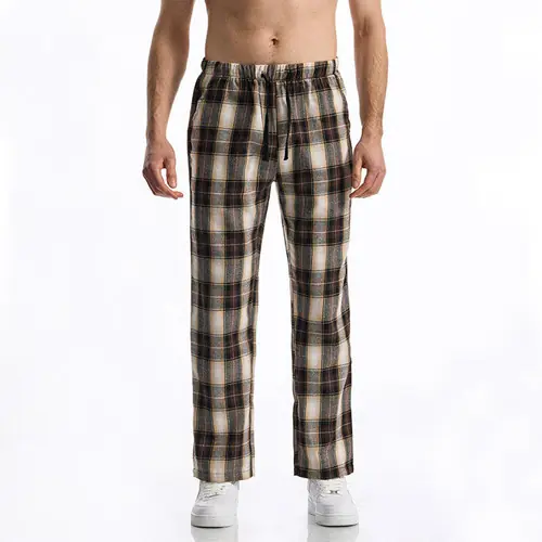 Image de Pantalons Carreaux Homme Noir Rouge - Style Décontracté 2025