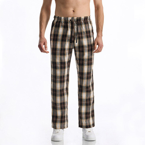 Imagen de 2025 nuevos pantalones a cuadros para hombre, moda negra/roja, pantalones sueltos informales diarios para hombre
