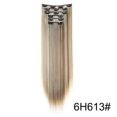 Afbeelding van WIGSIN Synthetische 6 stks/set 24 Inch Lange Rechte Hair Extensions Clip-in Hittebestendige Zwart Blond Haarstukje voor Vrouwen