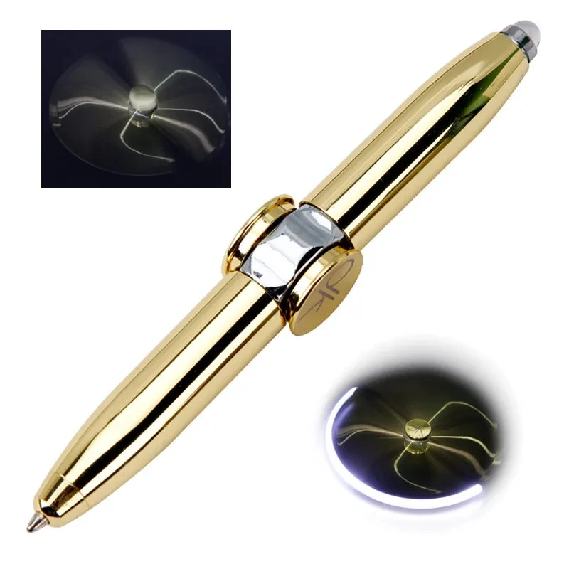 Bild von Multifunktionale Dekompression Finger Drehen Leuchtende Gyro Stifte Spielzeug Fidgets Spinner LED Licht Kugelschreiber Metall Gyro Stift Geschenk