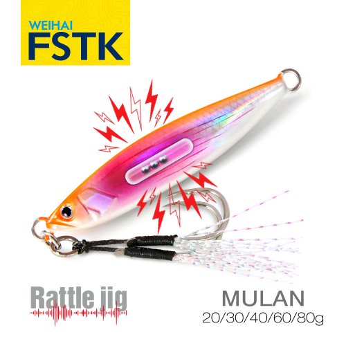 Zdjęcie 2024 FSTK grzechotka Jig morskie przynęty 20g30g40g60g80g długie rzucanie przynęta Spinning sztuczna przynęta z haczykiem łyżka sprzęt wędkarski