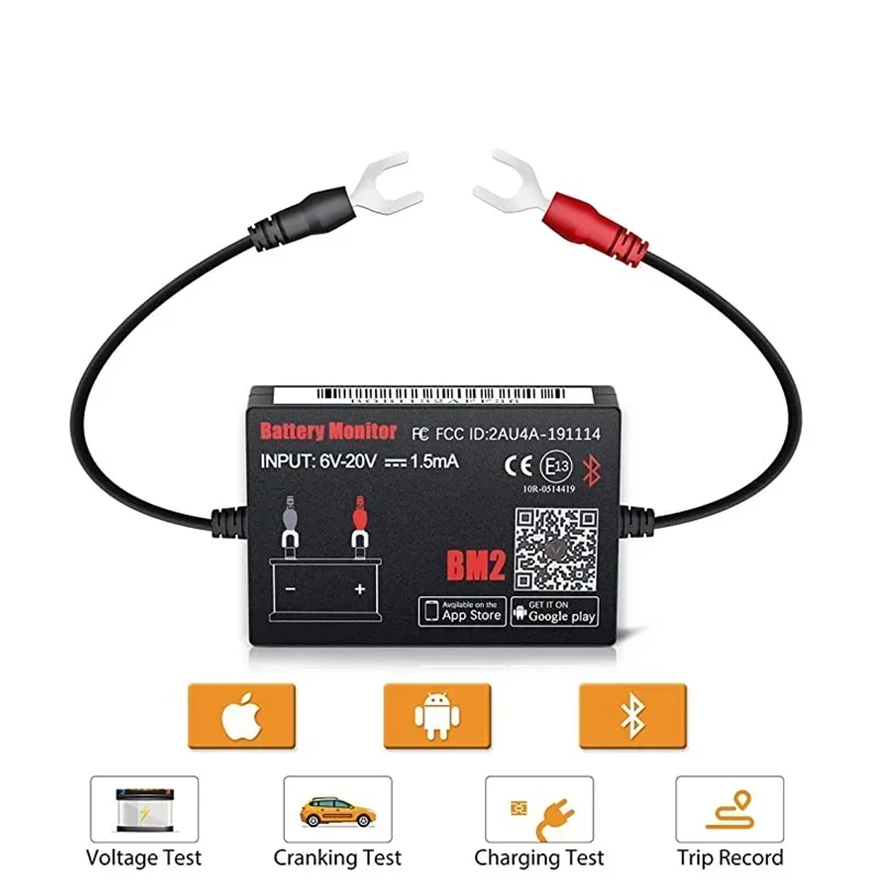 Zdjęcie BM2 Monitor Akumulatora 4.0 12V z Bluetooth – Uniwersalny Tester Akumulatora Samochodowego, Narzędzie Diagnostyczne do Android i iOS