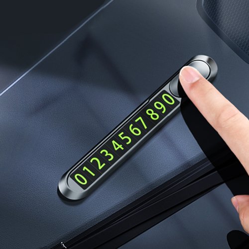 Image of Luminous Metal Alloy Hidden Phone Number Car Sticker - Temporary Parking Card with Secure Design for Vehicles