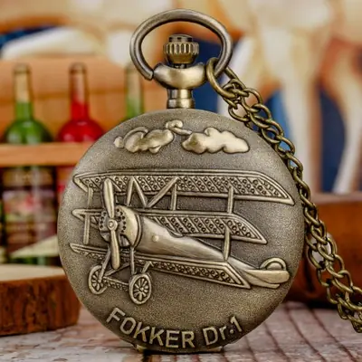 Image de Montre de Poche Vintage en Bronze - Style Marin avec Collier