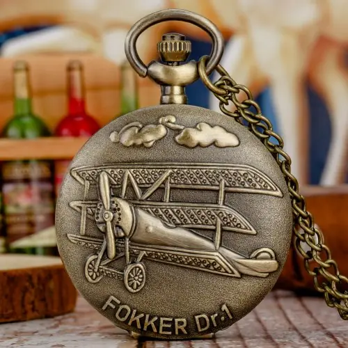 Image de Montre de Poche Vintage en Bronze - Style Marin avec Collier
