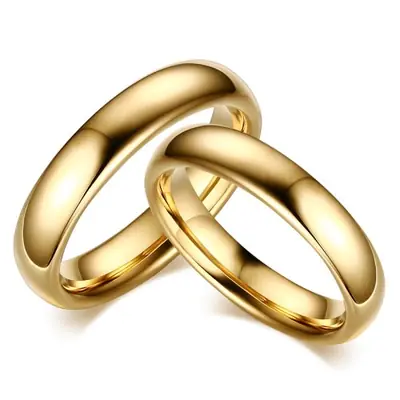 Image de Bagues de Couple Or 4mm - Bijoux de Mariage Élégants