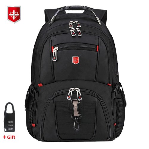Imagen de Mochila Suiza Impermeable para Hombre con Capacidad para Ordenador Portátil de 15.6 y 17 Pulgadas, Bolsa de Viaje y Escolar, Mochila de Negocios de Gran Capacidad