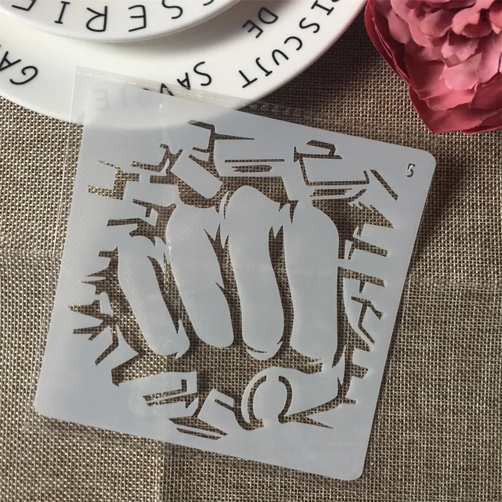 Afbeelding van Creatieve 13cm Vuist Stencil voor DIY Muurschildering, Scrapbooking en Decoratieve Kaarten – Gelaagde Effecten & Embossing Template