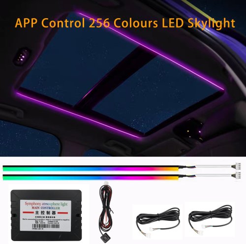 Bild von Symphonische App-Steuerung für 256-Farben LED-Oberlicht mit Umgebungslicht, Atmosphäre und Panoramadachbeleuchtung für Auto