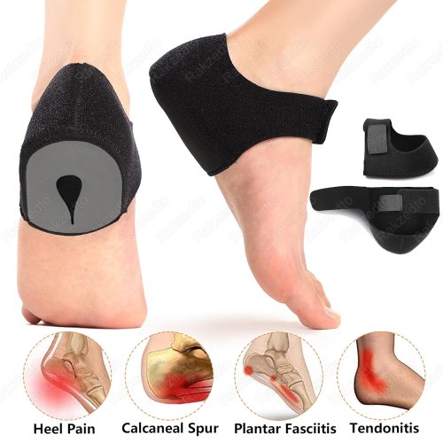 Imagen de Fascitis plantar Soporte para el pie del espolón del talón con copas de talón de gel de silicona en forma de U para aliviar el dolor en el talón Plantillas para hombre mujer caminando