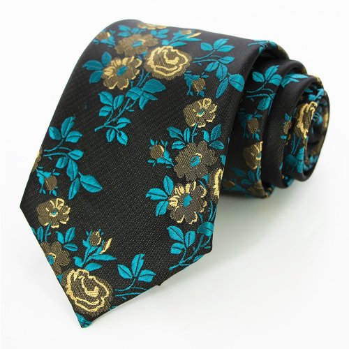 Image of Elegant Red Floral Rose Silk Necktie for Men – Classic 8cm Jacquard Tie for Formal Wear, Business, and Wedding Occasions