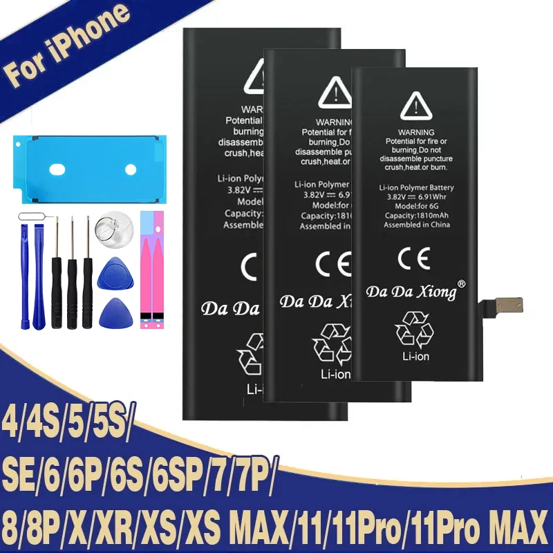 Imagen de Batería de Repuesto de Alta Capacidad para iPhone 4, 4S, 6, 6S, 7, 8 Plus, SE, X, XR, XS, 11 Pro Max – 0 Ciclos, Duradera y de Larga Vida