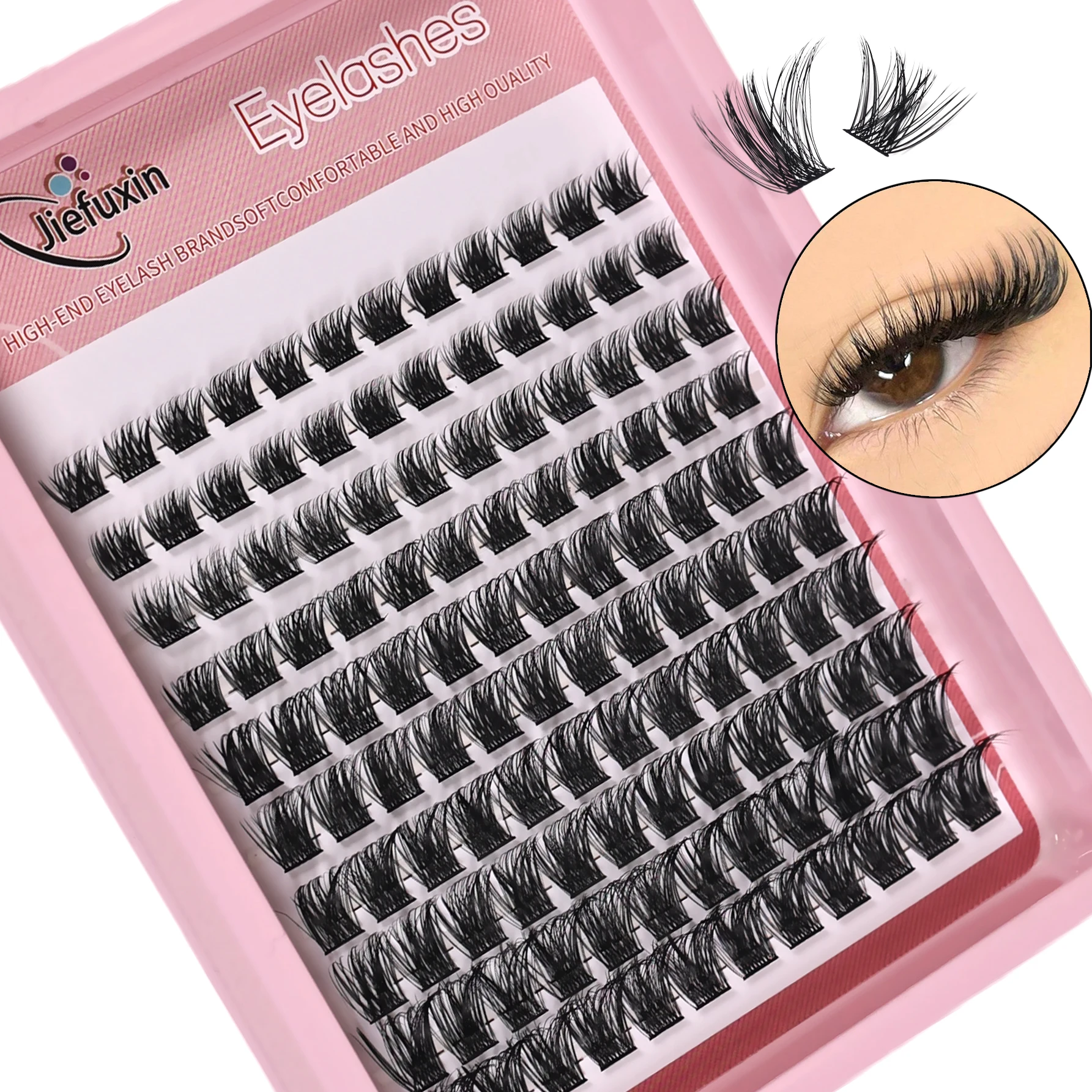 Image of Natural Looking D Curl Fluffy Cluster Eyelash Extensions - 120pcs Wispy Individual Lashes in 8-16mm Lengths for Effortless Volume and Fullness