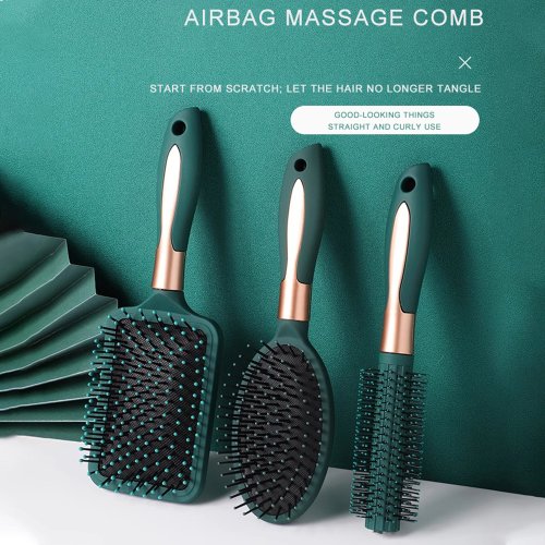 Afbeelding van Marseilis Natuurlijke Haarmassageborstel met Luchtkussen – Ovaal & Rond Ontwarrend, Antistatisch, voor Hoofdhuidverzorging & Styling in Salon, Spa of Thuis