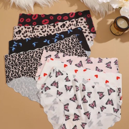 Imagen de Ropa Interior de Seda Helada con Estampado de Mariposa y Leopardo, Bragas Sin Costuras para Mujer, Lencería Sexy y Cómoda en Tallas S a XXL