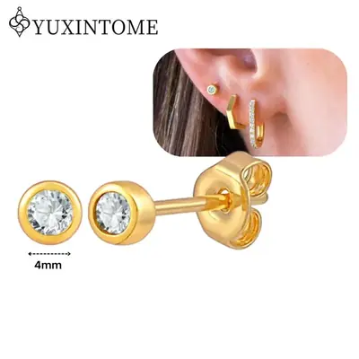 Image de Boucles d'oreilles Huggie en Argent Sterling 925 avec Zircon Cristal