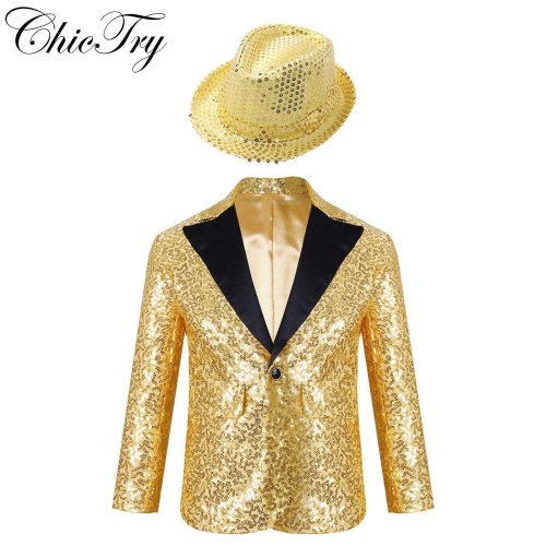 Bild von Glitzernder Revers-Blazer für Jungen – Glamourös für Bühne & Fest