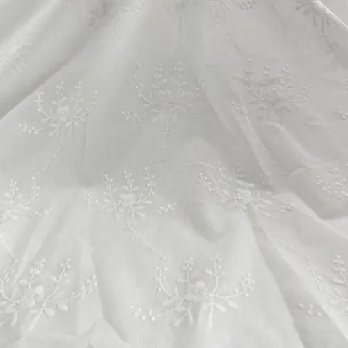 Image de Dentelle Brodée 100% Coton - 5 Yards - Fleur Creuse