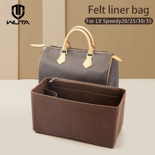 Immagine di Organizzatore in Feltro per Borsa LV Speedy 20/25/30/35 – Inserto Interno con Patta, Organizer per Trucchi, Viaggio e Tote Bag